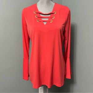 MICHAEL MICHAEL KORS Blouse with bell sleeves women’s size medium orange